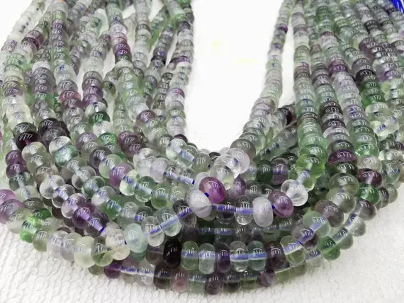 Wholesale  Real  Natural Fluorite Rondelle Beads 6mm 8mm Intense Purple Green Blue Gemstone Beads 16" Strand