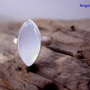 Shop Selenite Rings! Women's ring, Selenite ring, Appeasement, meditation, Purity, Selenite, women's accessory, gift for her, jewelry, stone, silver 925, white | Natural genuine Selenite rings, simple unique handcrafted gemstone rings. #rings #jewelry #shopping #gift #handmade #fashion #style #affiliate #ad
