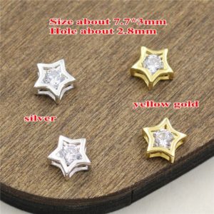 925 Sterling Silver Star Bead 925 Silver Plated Yellow Gold Zircon Star Beads Spacer Bead High Quality Jewelry Making Bulk Wholesale A211 | Natural genuine other-shape Zircon beads for beading and jewelry making.  #jewelry #beads #beadedjewelry #diyjewelry #jewelrymaking #beadstore #beading #affiliate #ad