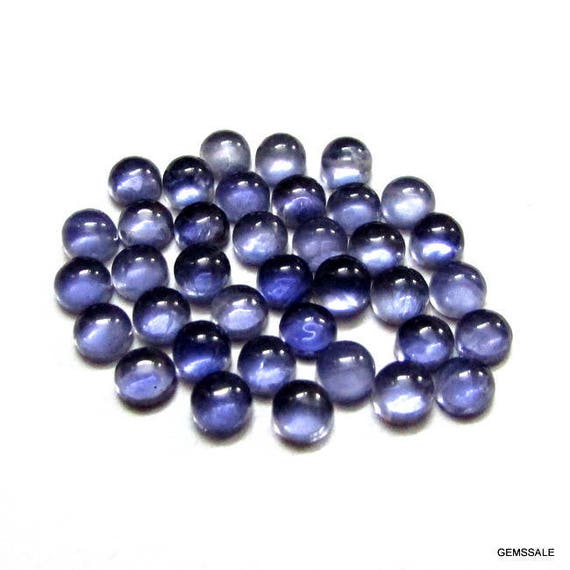 10 Pieces 5mm Blue Iolite Round Cabochon Nice Quality Gemstone, Iolite Cabochon Round Natural Deep Blue Colour, Round Cabochon Iolite Gems
