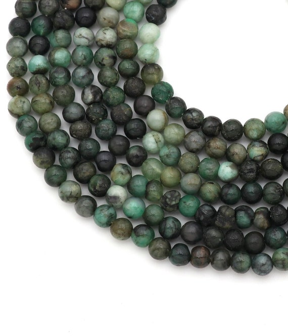 Green Shaded Emerald Smooth Round Shape Beads, Natural Emerald Handmade Round Gemstone Beads, 13" Strand, 5.5 Mm Beads, Gemstone For Jewelry