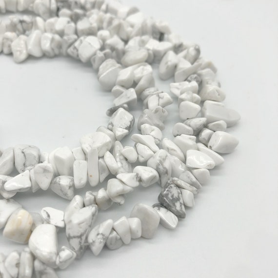32 Inches Natural Howlite Chip Beads, Loose Beads, Gemstone Beads, Rock Chip Beads For Chip Bracelet Making