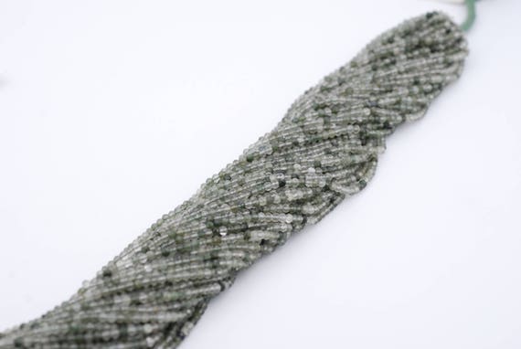 3mm Green Rutilated Quartz Faceted Rondelle Beads