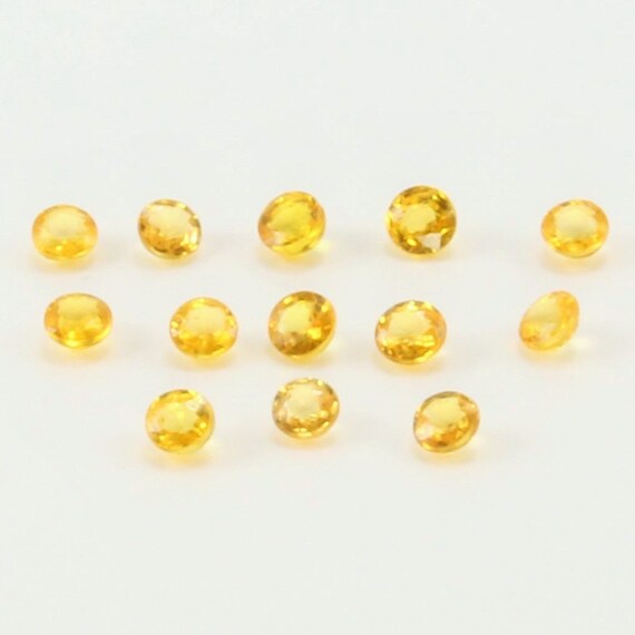 4mm Yellow Orange Green Natural Sapphire Faceted Round Cut