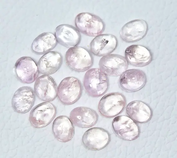5 Pieces Natural Morganite Cabochons Lot 5x7mm To 6x7.5mm Oval Cab Rare Morganite Gemstone Cabs Loose Smooth Pink Gemstones Cabochon C-20238