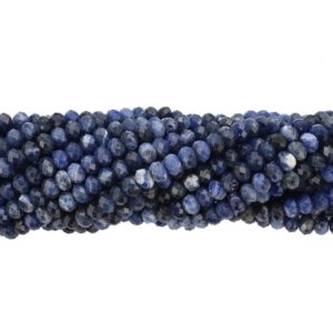 Shop Sodalite Rondelle Beads! 5x8mm Faceted Sodalite Rondelle Bead Strand (16 Inches Long) | Natural genuine rondelle Sodalite beads for beading and jewelry making.  #jewelry #beads #beadedjewelry #diyjewelry #jewelrymaking #beadstore #beading #affiliate #ad