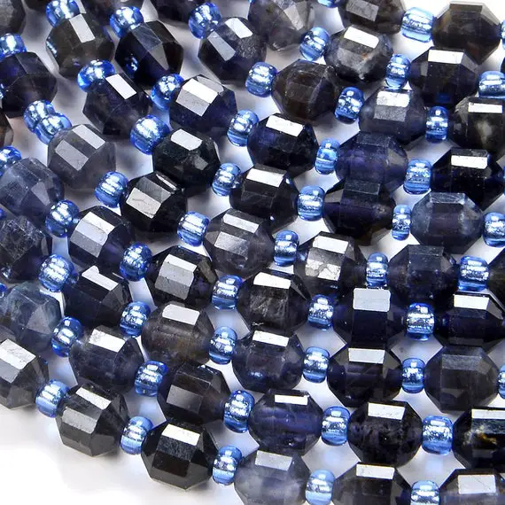 6mm Iolite Gemstone Faceted Prism Double Point Cut Loose Beads Bulk Lot 1,2,6,12 And 50 (d112)