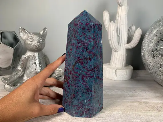 7.6" 193 Mm Ruby And Kyanite Tower, Ruby Kyanite Point, Large Polished Ruby With Kyanite #2756