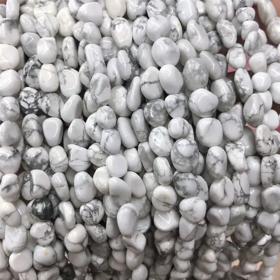 7-8mm White Howlite Nugget Beads,gemstone Beads , Wholesale Beads ,full Strand