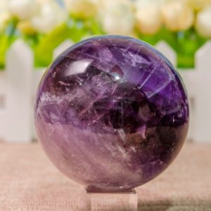 Shop Ametrine Stones & Crystals! 71mm Ametrine Sphere Purple Crystal Ball Polished Stone Smooth Round Quartz Sphere for Jewelry Making/Handcraft/Decor/Collection | Natural genuine stones & crystals in various shapes & sizes. Buy raw cut, tumbled, or polished gemstones for making jewelry or crystal healing energy vibration raising reiki stones. #crystals #gemstones #crystalhealing #crystalsandgemstones #energyhealing #affiliate #ad