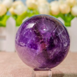 Shop Ametrine Stones & Crystals! 73mm Ametrine Sphere Purple Crystal Ball Polished Stone Smooth Round Quartz Sphere for Jewelry Making/Handcraft/Decor/Collection | Natural genuine stones & crystals in various shapes & sizes. Buy raw cut, tumbled, or polished gemstones for making jewelry or crystal healing energy vibration raising reiki stones. #crystals #gemstones #crystalhealing #crystalsandgemstones #energyhealing #affiliate #ad