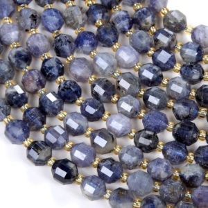 8MM Natural Iolite Gemstone Grade A Faceted Prism Double Point Cut Loose Beads BULK LOT 1,2,6,12 and 50 (D37) | Natural genuine other-shape Iolite beads for beading and jewelry making.  #jewelry #beads #beadedjewelry #diyjewelry #jewelrymaking #beadstore #beading #affiliate #ad