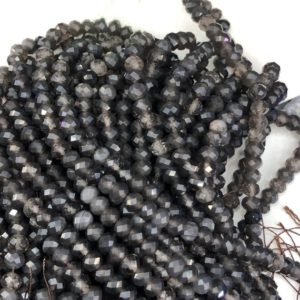 Shop Obsidian Rondelle Beads! 8x6mm Black Obsidian Rondelle Faceted Beads , 15.5 Inch Strand,Approx 70Beads | Natural genuine rondelle Obsidian beads for beading and jewelry making.  #jewelry #beads #beadedjewelry #diyjewelry #jewelrymaking #beadstore #beading #affiliate #ad