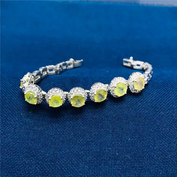 925 Sterling Silver Bracelet/ Yellow Sapphire Bracelet/ Ragular Jewelry/ Handmade Bracelet/ Women Bracelet,christmas Gift/gifts
