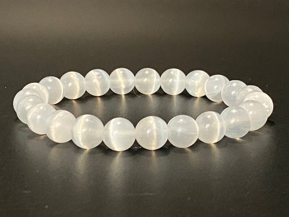 Aaa Genuine Gemstone Selenite Bracelet- Gemstone Bracelet | Healing Crystal Bracelet |aura Cleansing| Meditation |clarity