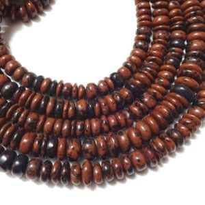 Shop Mahogany Obsidian Beads! AAA Grade Mahogany Obsidian shaded smooth rondelle beads,Size 5-6/7-8 mm,Full 16" Strand Length,Super Quality gems for Jewellery | Natural genuine rondelle Mahogany Obsidian beads for beading and jewelry making.  #jewelry #beads #beadedjewelry #diyjewelry #jewelrymaking #beadstore #beading #affiliate #ad