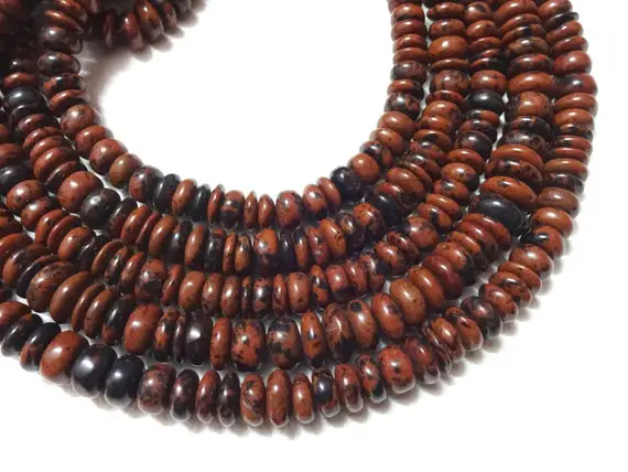 Aaa Grade Mahogany Obsidian Shaded Smooth Rondelle Beads,size 5-6/7-8 Mm,full 16" Strand Length,super Quality Gems For Jewellery
