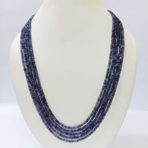 Shop Iolite Necklaces! AAA+ IOLITE NECKLACE, Iolite Blue Water Sapphire Beads Jewelry Necklace, Natural Iolite 3-4mm Faceted Rondelle Beads 18" 5 Layer Necklace | Natural genuine Iolite necklaces. Buy crystal jewelry, handmade handcrafted artisan jewelry for women.  Unique handmade gift ideas. #jewelry #beadednecklaces #beadedjewelry #gift #shopping #handmadejewelry #fashion #style #product #necklaces #affiliate #ad