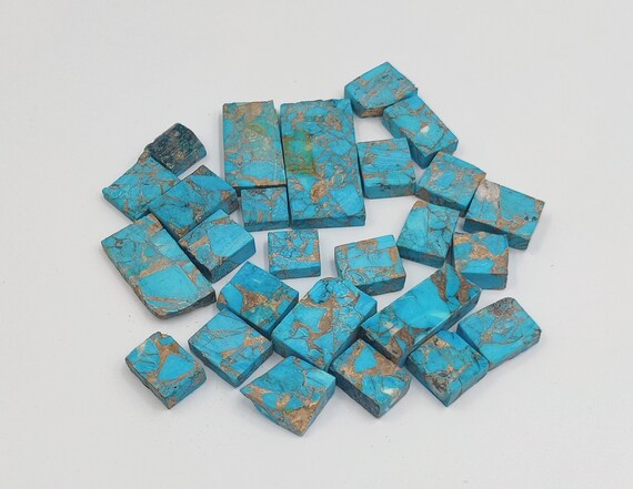 Blue Copper Turquoise Raw 10 / 25 Piece Lot  Turquoise Gemstone, Healing Crystal Raw,8x10, 10x12,12x15, 15x,20 Mm Size