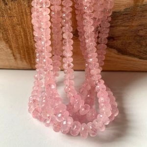 Shop Morganite Rondelle Beads! AAA+ Quality Morganite Faceted Rondelle Beads, 5 mm to 8 mm, Morganite Crystal Faceted Beads, 16 Inches Strand, Hand cut Beads | Natural genuine rondelle Morganite beads for beading and jewelry making.  #jewelry #beads #beadedjewelry #diyjewelry #jewelrymaking #beadstore #beading #affiliate #ad