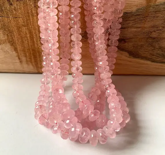 Aaa+ Quality Morganite Faceted Rondelle Beads, 5 Mm To 8 Mm, Morganite Crystal Faceted Beads, 16 Inches Strand, Hand Cut Beads