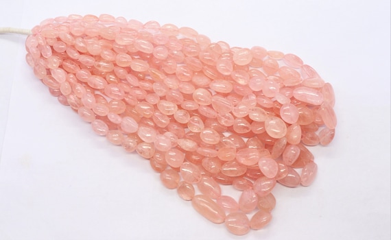 Aaa Quality Morganite Smooth Oval Nuggets Beads, 16" Strand Morganite Gemstone Beads, Morganite Plain Beads, Morganite Oval Beads Strand