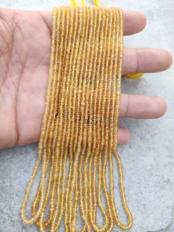 16 Inch Aaa Natural Yellow Sapphire Faceted Rondelle Beads | Yellow Sapphire Gemstone For Jewelry | Songia Sapphire Beads | Wholesale Beads