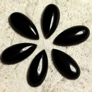 Shop Agate Cabochons! 1pc – Cabochon stone – black Agate drop 25x12mm 4558550011480 | Natural genuine stones & crystals in various shapes & sizes. Buy raw cut, tumbled, or polished gemstones for making jewelry or crystal healing energy vibration raising reiki stones. #crystals #gemstones #crystalhealing #crystalsandgemstones #energyhealing #affiliate #ad