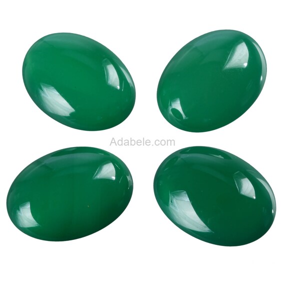 2pcs Aaa Natural Green Agate Translucent Oval Cabochon Arc Bottom Gemstone Beads 20x15mm #gn13-g
