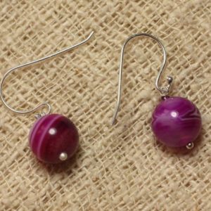 Shop Agate Earrings! Agate Fuchsia and Silver 925 earrings | Natural genuine Agate earrings. Buy crystal jewelry, handmade handcrafted artisan jewelry for women.  Unique handmade gift ideas. #jewelry #beadedearrings #beadedjewelry #gift #shopping #handmadejewelry #fashion #style #product #earrings #affiliate #ad