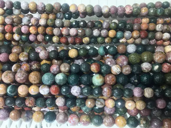 Ocean Agate Round Beads - Faceted Rainbow Ocean Agate - Natural Gemstone Beads - Jewelry Beads Supplies - Stone Jewelry Materials - 15inch