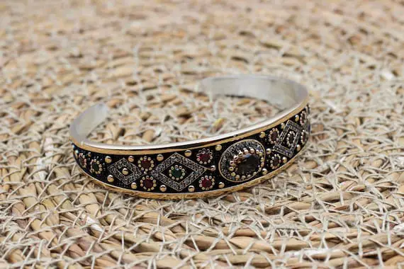 Alexandrite Bracelet, Ottoman Bracelet, Handmade Bracelet, Bangle Cuff, Turkish Handmade, Bangle Bracelet, Gift For Her, 925 Sterling Silver