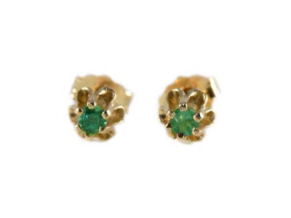 Genuine Alexandrite Studs Siberian Alexandrite Earrings Natural Gemstone Color-change Gem Antique Gemstone 14kt Gold Buttercup Studs #65564