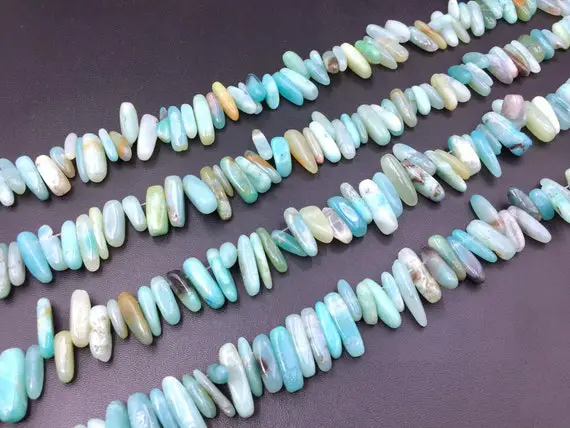 Natural Amazonite Chip Beads Tiny Amazonite Stick Spike Point Shard Beads Polished Green Gemstone Beading Supplies 10-25mm 15.5" Full Strand