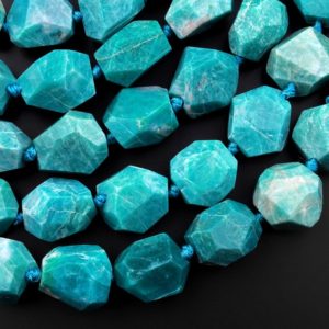 Shop Amazonite Beads! Natural Russian Amazonite Beads Chunky Large Faceted Freeform Nuggets 15.5" Strand | Natural genuine beads Amazonite beads for beading and jewelry making.  #jewelry #beads #beadedjewelry #diyjewelry #jewelrymaking #beadstore #beading #affiliate #ad