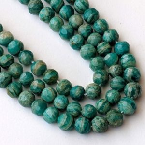 Shop Amazonite Faceted Beads! 6-7mm Russian Amazonite Faceted Bead, Natural Russian Amazonite Faceted Round Balls, Russian Amazonite Bead For Jewelry (4IN To 8IN Option) | Natural genuine faceted Amazonite beads for beading and jewelry making.  #jewelry #beads #beadedjewelry #diyjewelry #jewelrymaking #beadstore #beading #affiliate #ad