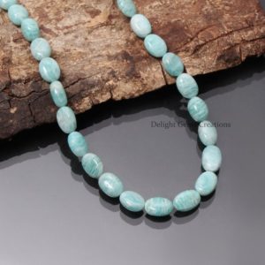 Shop Amazonite Necklaces! Lovely Amazonite Smooth Oval Beads Necklace 10×8-11x7mm Amazonite Beaded Necklace, Beaded Necklace 18" Inch, AAA++ Amazonite Jewelry | Natural genuine Amazonite necklaces. Buy crystal jewelry, handmade handcrafted artisan jewelry for women.  Unique handmade gift ideas. #jewelry #beadednecklaces #beadedjewelry #gift #shopping #handmadejewelry #fashion #style #product #necklaces #affiliate #ad