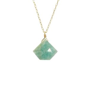 Shop Amazonite Necklaces! Amazonite necklace, mint green crystal necklace, triangle necklace, healing crystal jewelry, geometric necklace, 14k gold filled chain | Natural genuine Amazonite necklaces. Buy crystal jewelry, handmade handcrafted artisan jewelry for women.  Unique handmade gift ideas. #jewelry #beadednecklaces #beadedjewelry #gift #shopping #handmadejewelry #fashion #style #product #necklaces #affiliate #ad