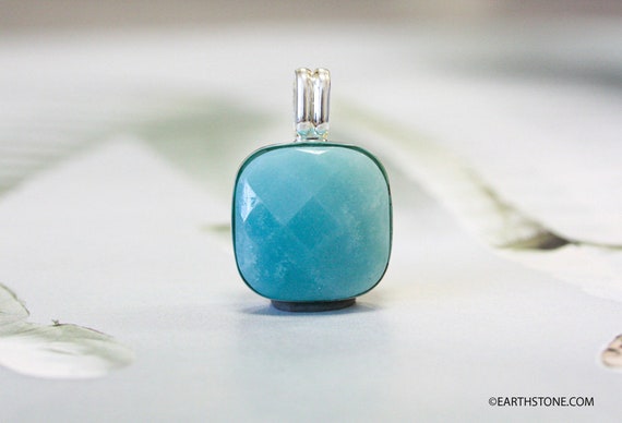 Natural Amazonite 22x22mm Bezel Pendant 925 Sterling Silver Good For Necklace Diy Jewlery Making Amazonite Faceted Square Wholesale Gemstone