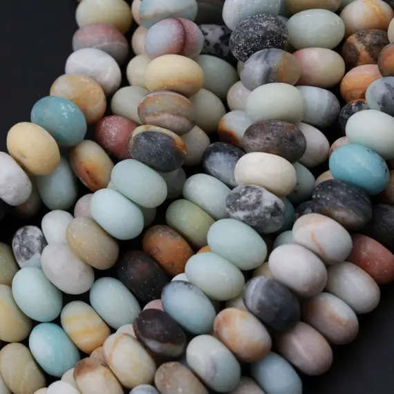 Matte Amazonite 8mm 10mm 12mm Rondelle Beads 15.5" Strand