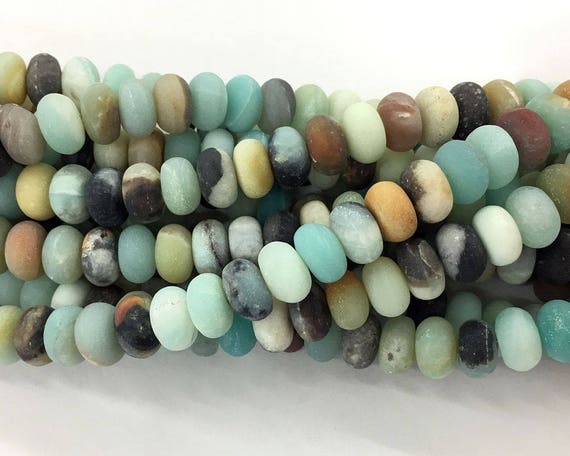 Amazonite Matte Beads, Natural Gemstone Beads, Rondelle Stone Beads 4x6mm 5x8mm 15''