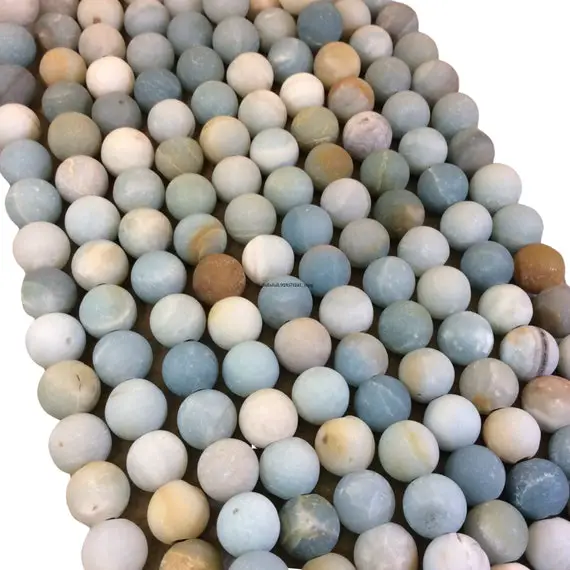 10mm Natural Mixed Amazonite Matte Finish Round/ball Shaped Beads With 2-2.5mm Holes - 7.5" Strand (approx. 18 Beads) - Large Hole Beads