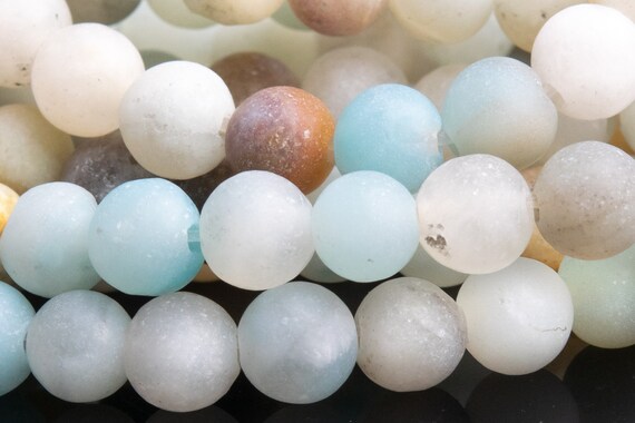 Genuine Natural Amazonite Gemstone Beads 4mm Matte Multicolor Round A Quality Loose Beads (100265)