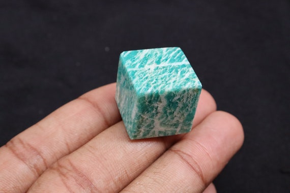 Amazonite Cube Stone - Blue Amazonite Polished Stone, Amazonite Crystal, Natural Amazonite Stone, Healing Stone, Crystal, Cube Stone.