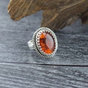 Shop Amber Rings! Handcrafted Sterling Silver Baltic Amber Ring – Size 7 3/4 | Natural genuine Amber rings, simple unique handcrafted gemstone rings. #rings #jewelry #shopping #gift #handmade #fashion #style #affiliate #ad