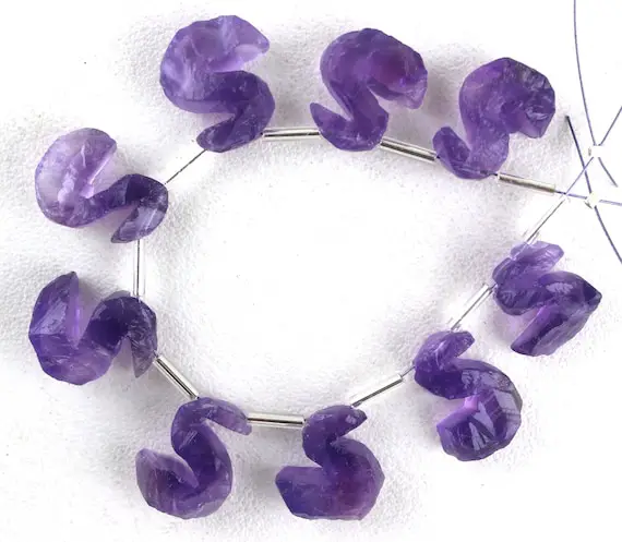 Aaa Quality 1 Strand Natural Blue Amethyst Rough Shape, 9 Piece, Gift For Her,making Jewelry, S Shape, 11x13-13x16 Mm,wholesale Price