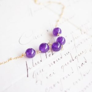 Shop Amethyst Necklaces! Gold, Amethyst Beaded Necklace | Natural genuine Amethyst necklaces. Buy crystal jewelry, handmade handcrafted artisan jewelry for women.  Unique handmade gift ideas. #jewelry #beadednecklaces #beadedjewelry #gift #shopping #handmadejewelry #fashion #style #product #necklaces #affiliate #ad