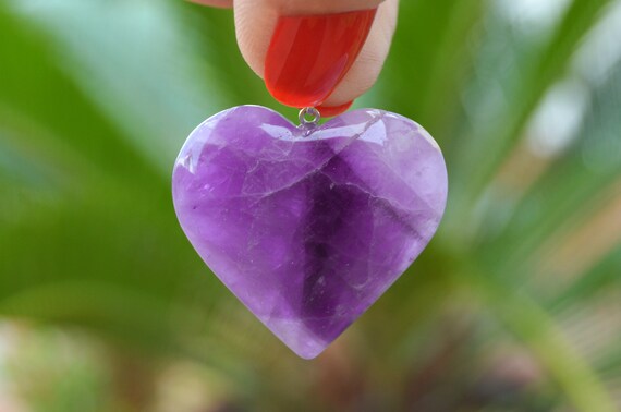 Amethyst Quartz Heart Pendant - Amethyst Crystal Pendant - February Birthstone - Reiki & Chakra Crystals