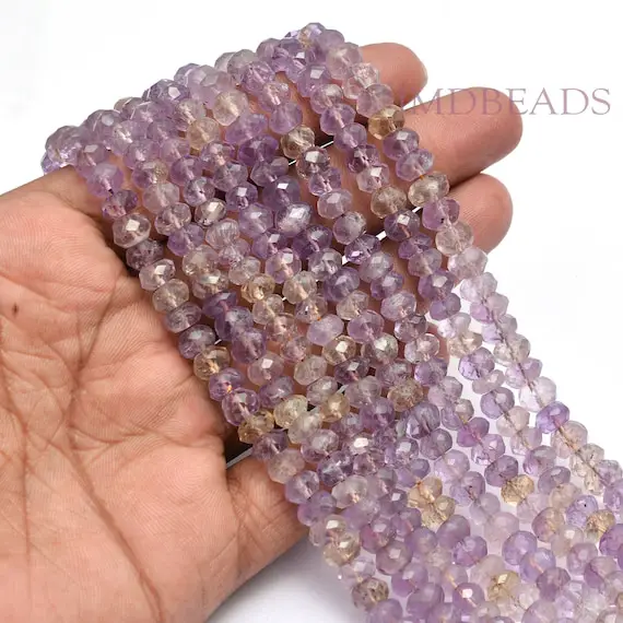 Ametrine Rondelle Faceted Beads, Strand Length 13 Inch, Stone Size 7 Mm Approx, Wholesale Beads, Ametrine Rondelle Faceted 7mm Beads