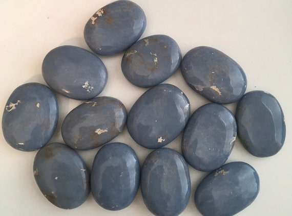 Angelite Palm Stone, Stone Of Awareness, Peaceful, Angelic, Healing Crystals And Stones
